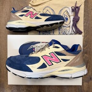 Kith x New Balance 990v3 Daytona Ronnie Fieg Beige Blue Pink